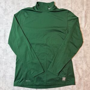 Nike Pro Combat Men’s Large Fitted Mock Neck Emerald Green Dri-Fit Pullover Top